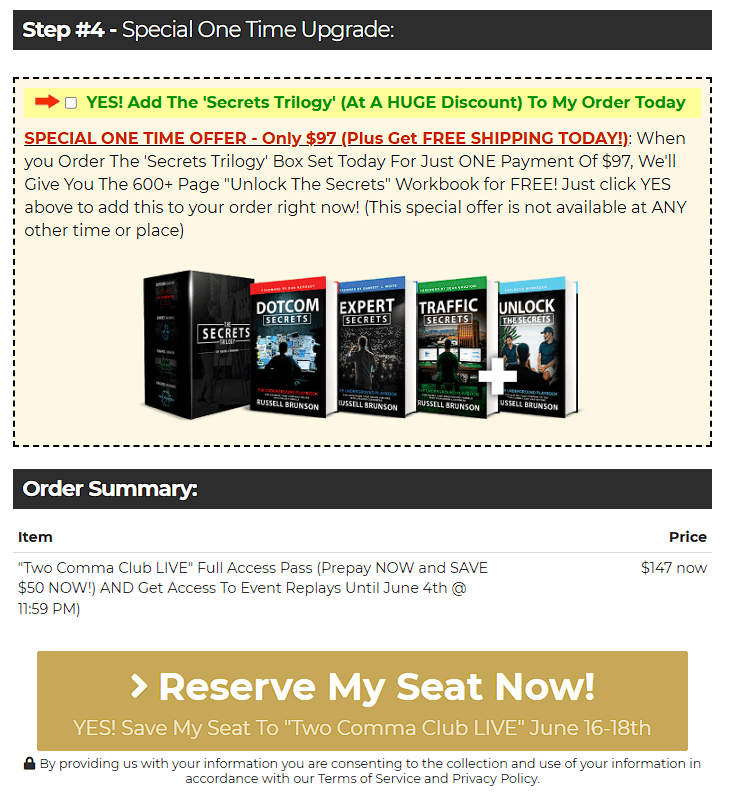 invisible funnel order bump example