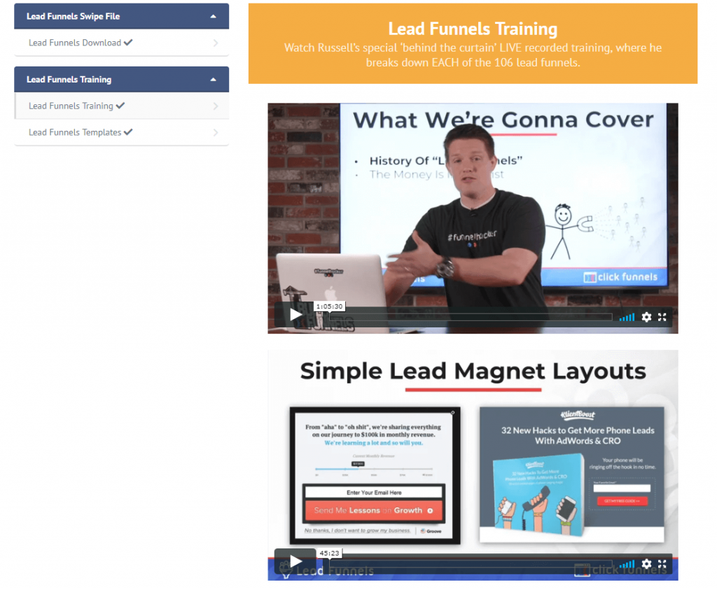 lead funnels review: Russell Brunson live recored