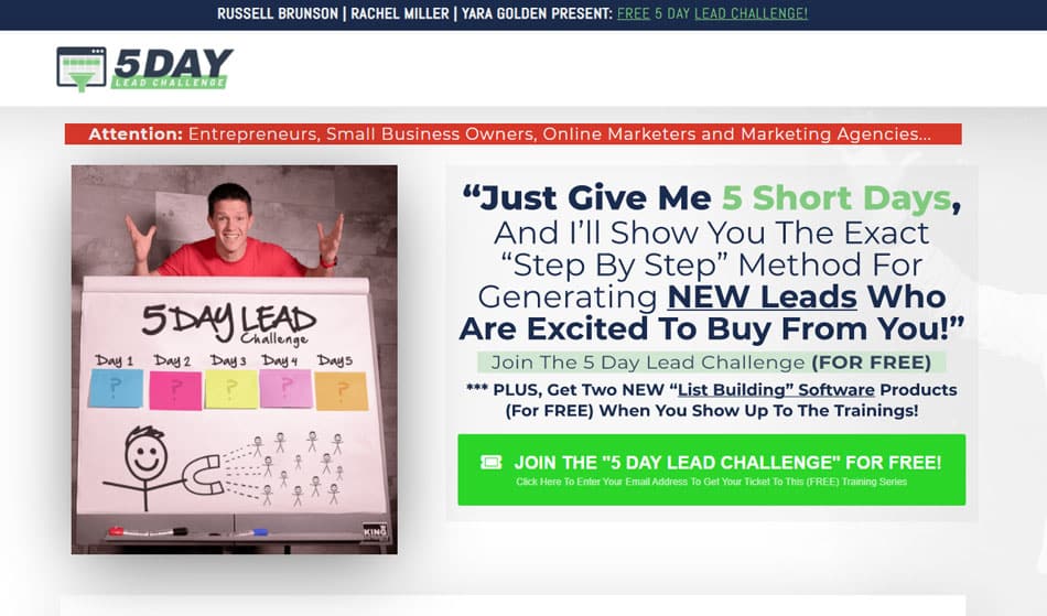 Clickfunnels training course: 5 days lead challenge