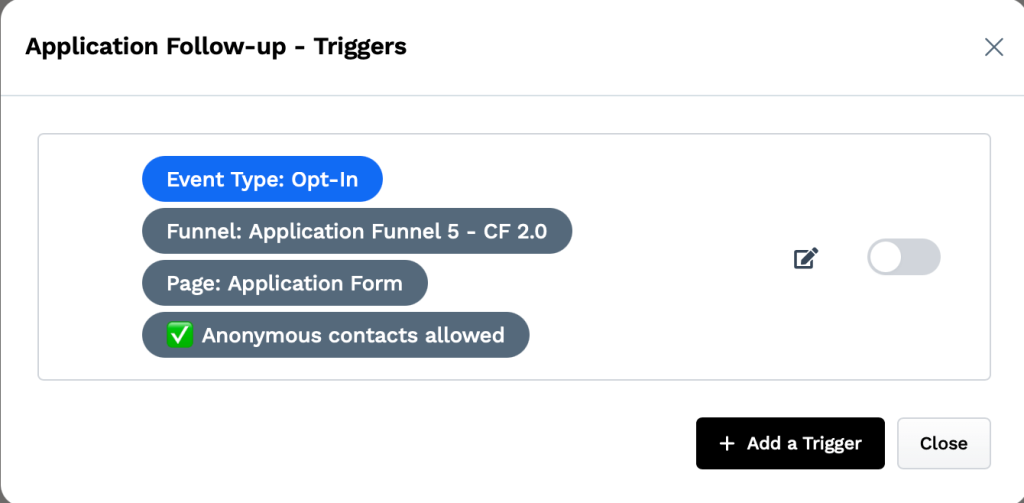 application follow-up trigger