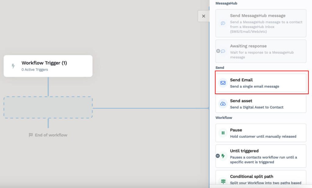 Automate sending email messages inside the Clickfunnels' automation workflow