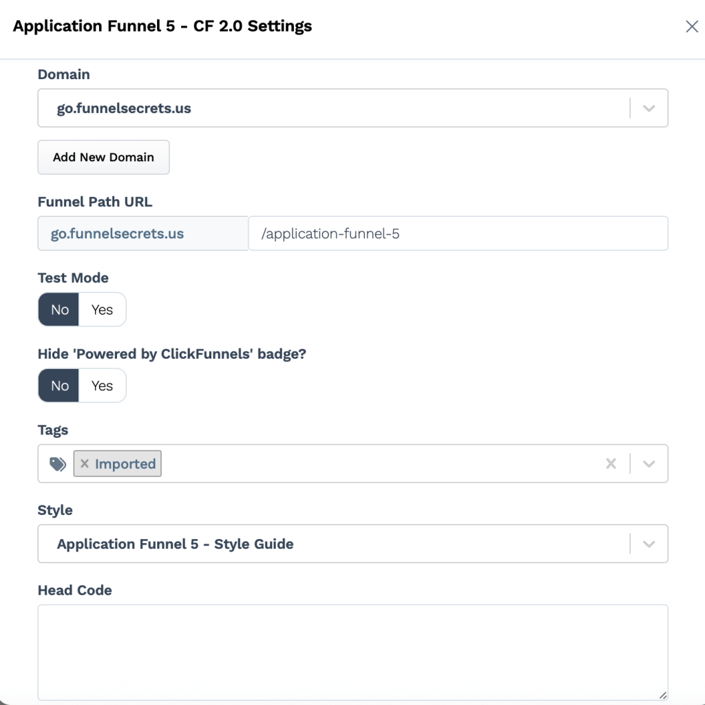 connect application funnel with your custom domain name