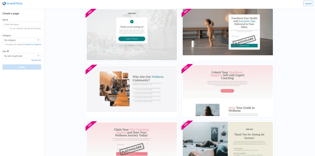 kartra landing page templates