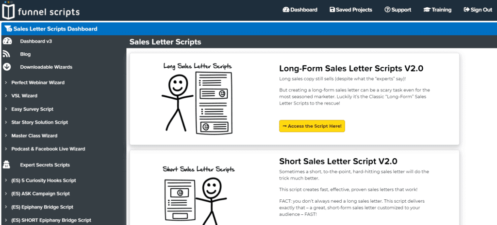 funnel scripts review: sales letter scripts