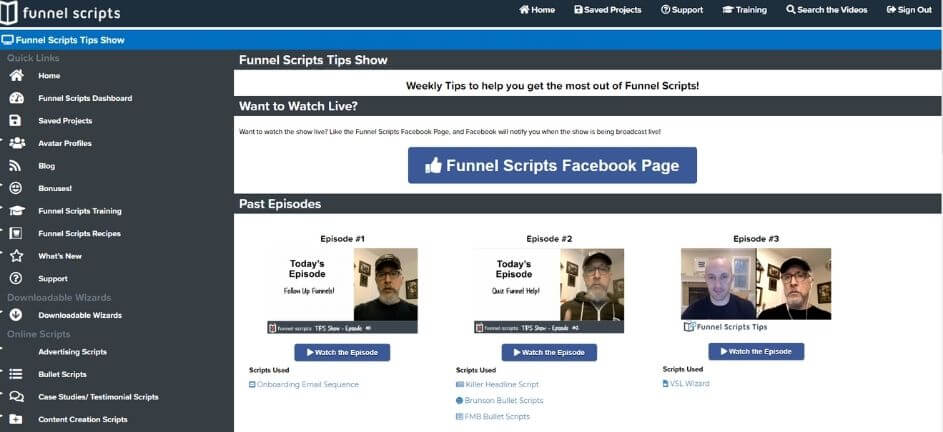 funnel scripts tips show