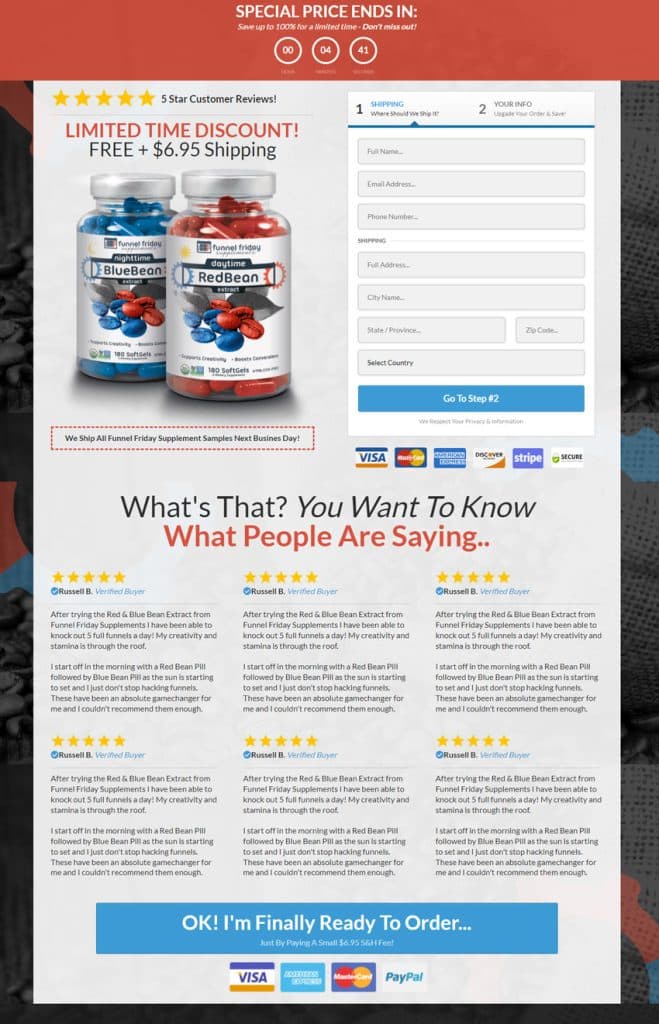 supplement sales funnel checkout page