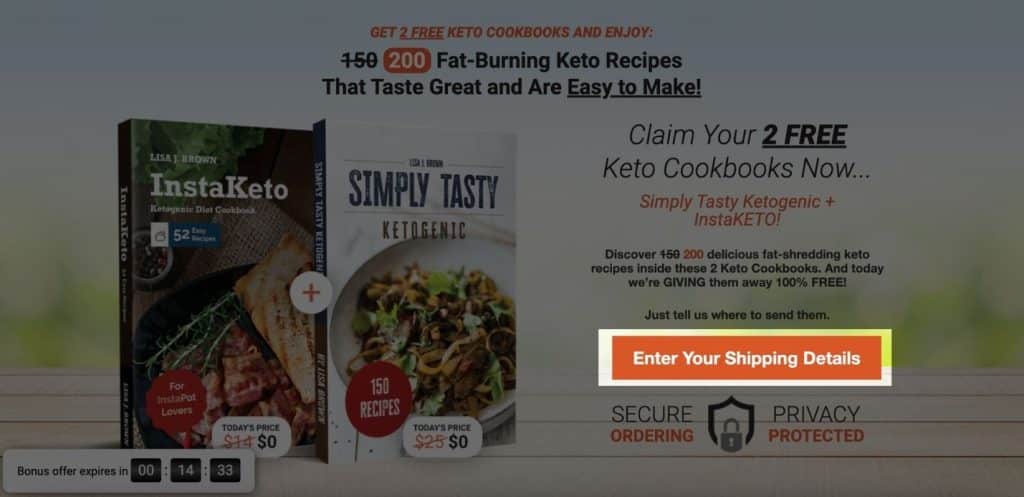 keto squeeze page cta
