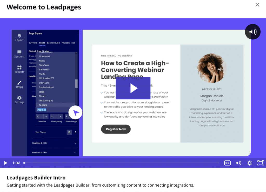 Leadpages get to know builder