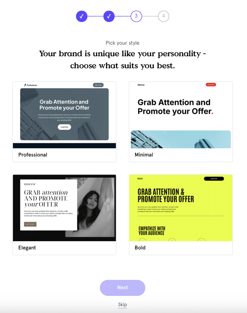 Leadpages setting: Choose your brand style