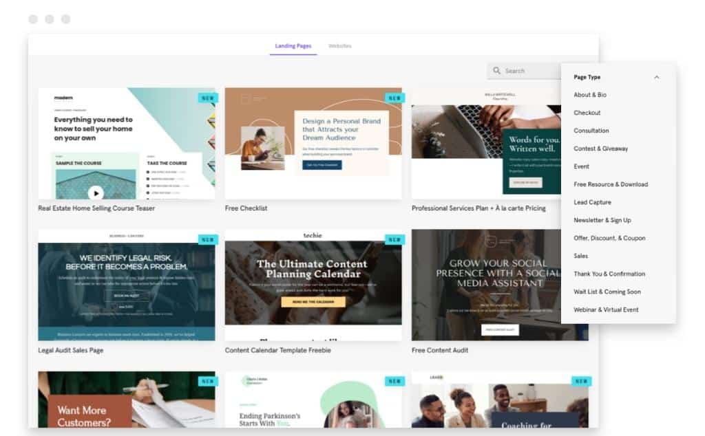 leadpages drag and drop templates
