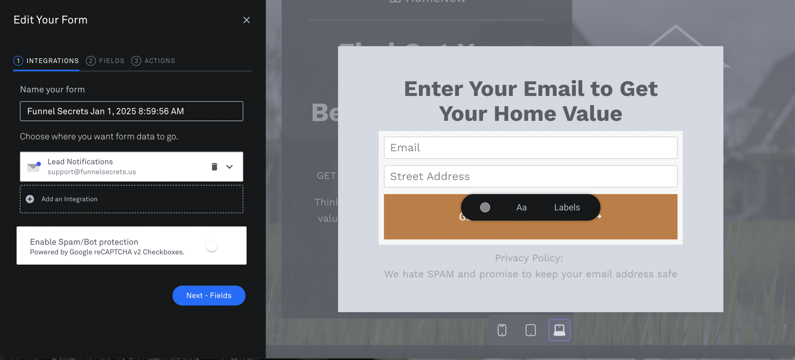 leadpages form integration