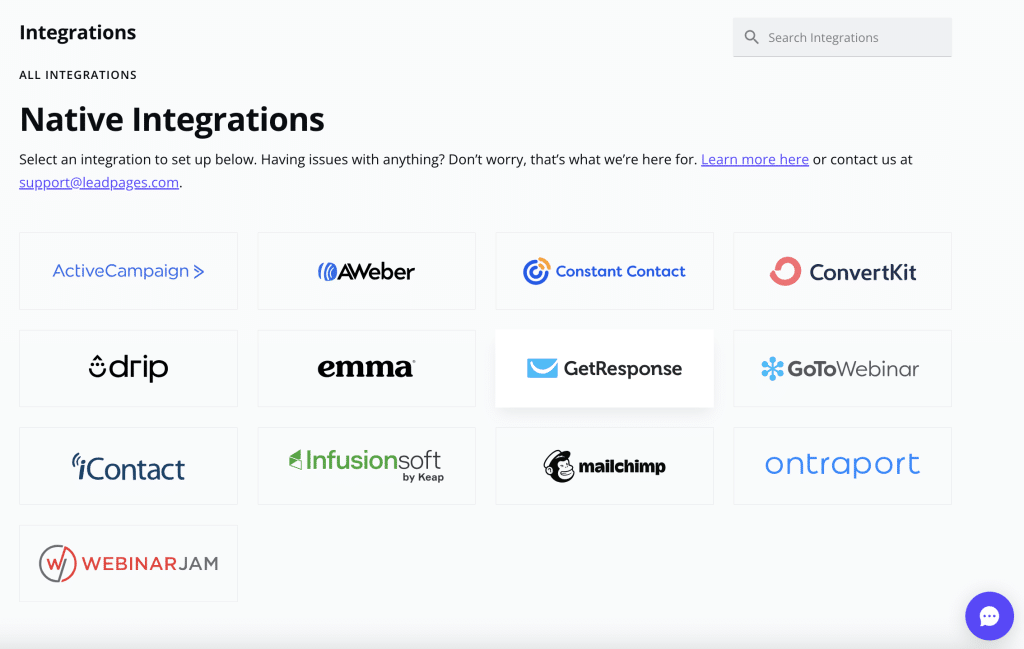 leadpages native integration