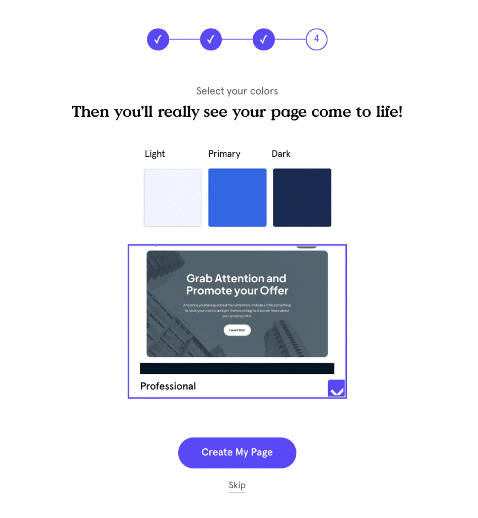 Leadpages setting: Pick brand and style you want