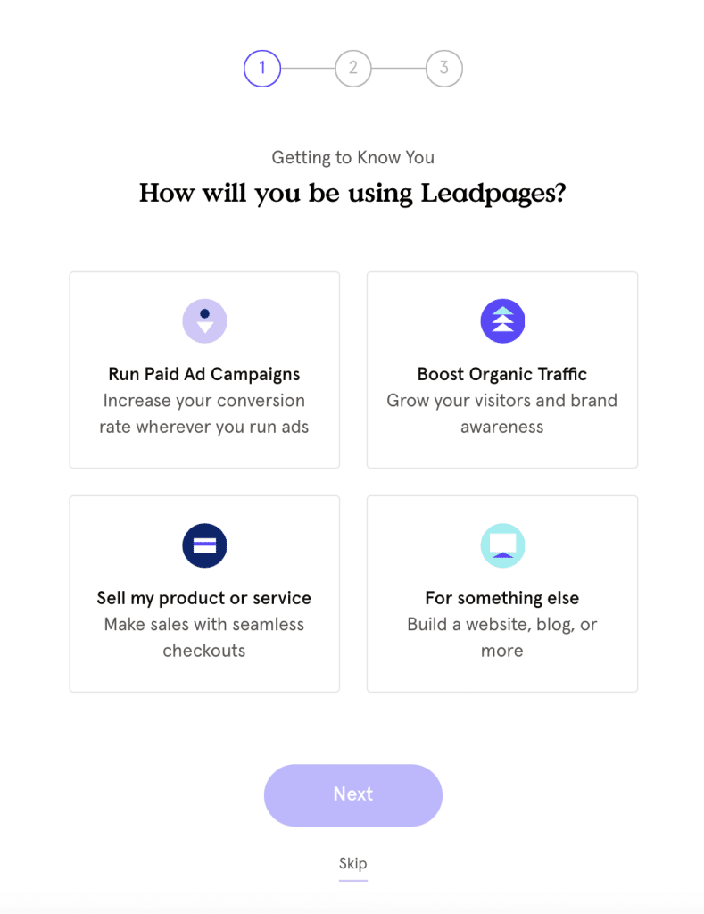 A quick quiz ask how will you use Leadpages
