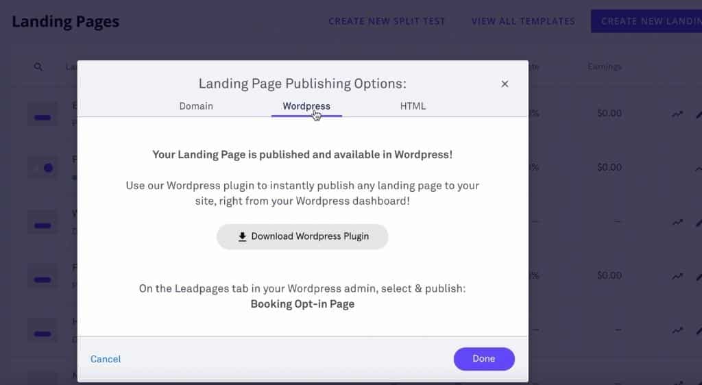 leadpages wordpress plugin