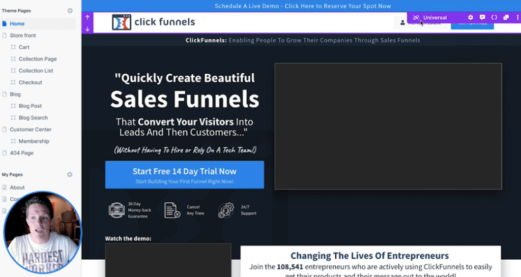 clickfunnels 2.0 universal section