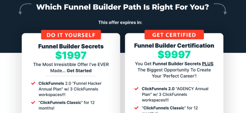 funnel builder secrets pricing