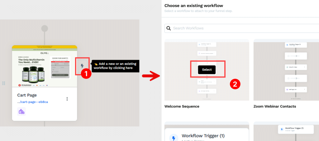 Connect funnel with workflow in Clickfunnels