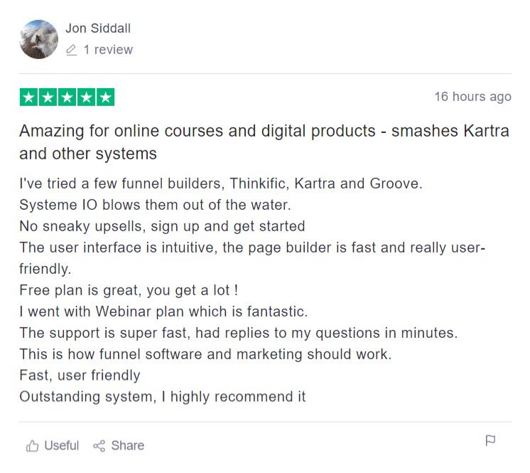 systeme.io positive reviews about funnel builder