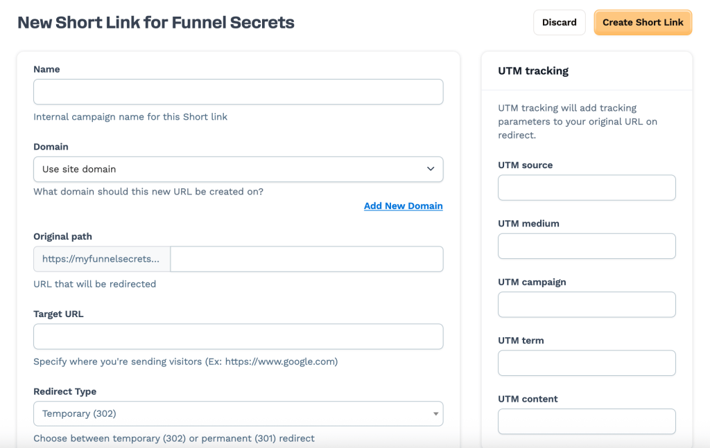 clickfunnels short links