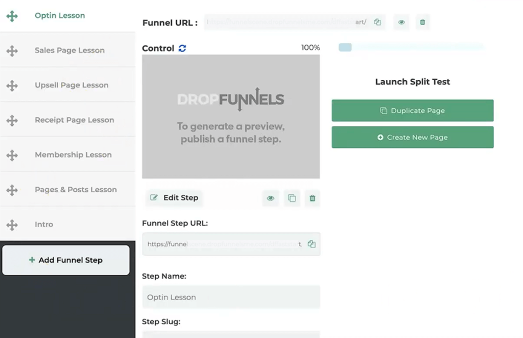 Create a sales funnel inside Dropfunnels