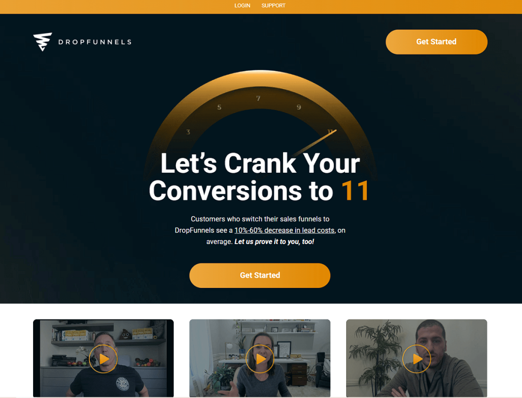 dropfunnels homepage