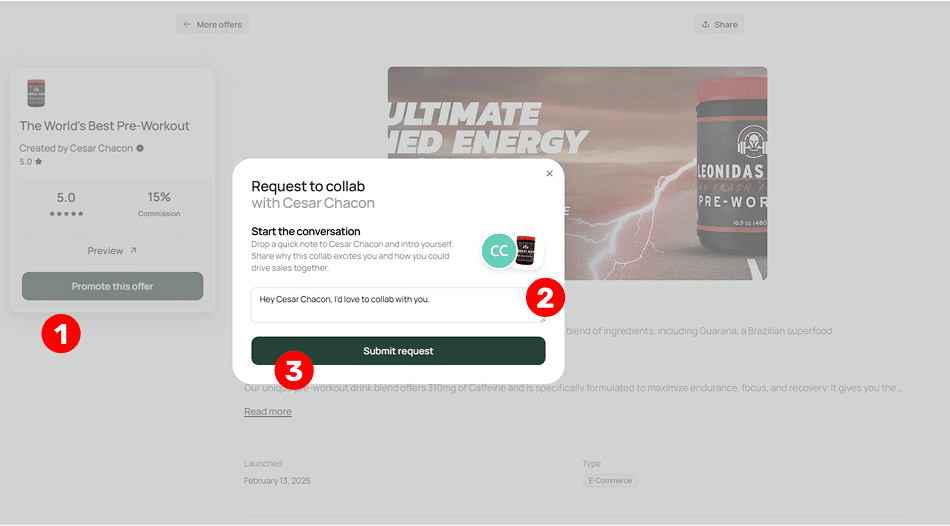 OfferLab review: Request to collab with a creator