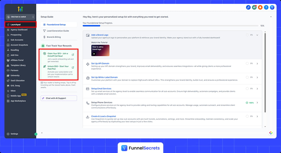Gohighlevel discount $50 when upgrade to paid plan